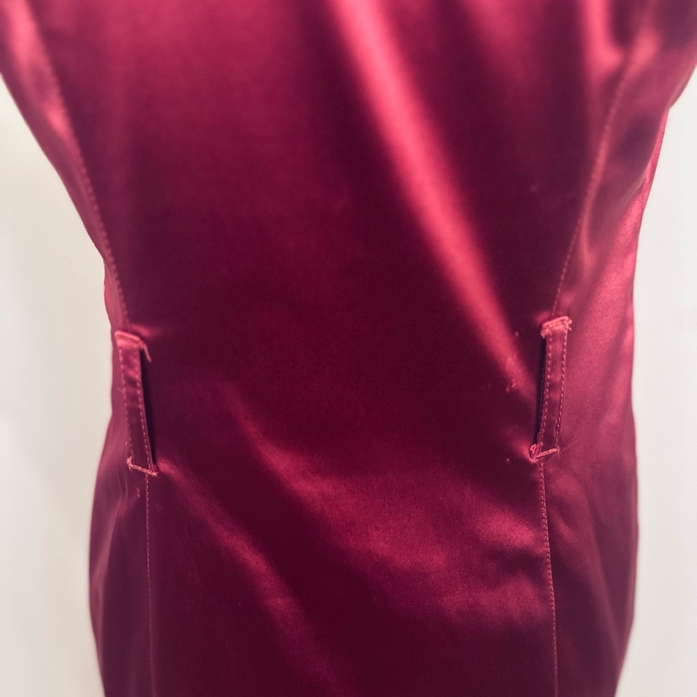 Burberry Burgundy Satin Midi Dress - Picture 9 of 15